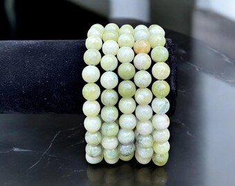 Jade Stone Stretchy Bracelet, Handmade in Hawaii.