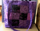 Purple Quilted Tote Bag