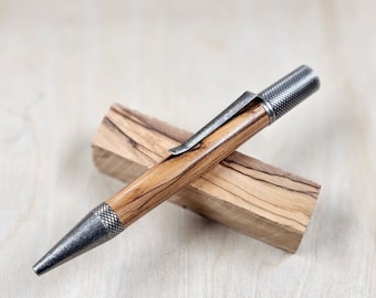 Scholar Twist Pen in Antique Silver and Olive Wood