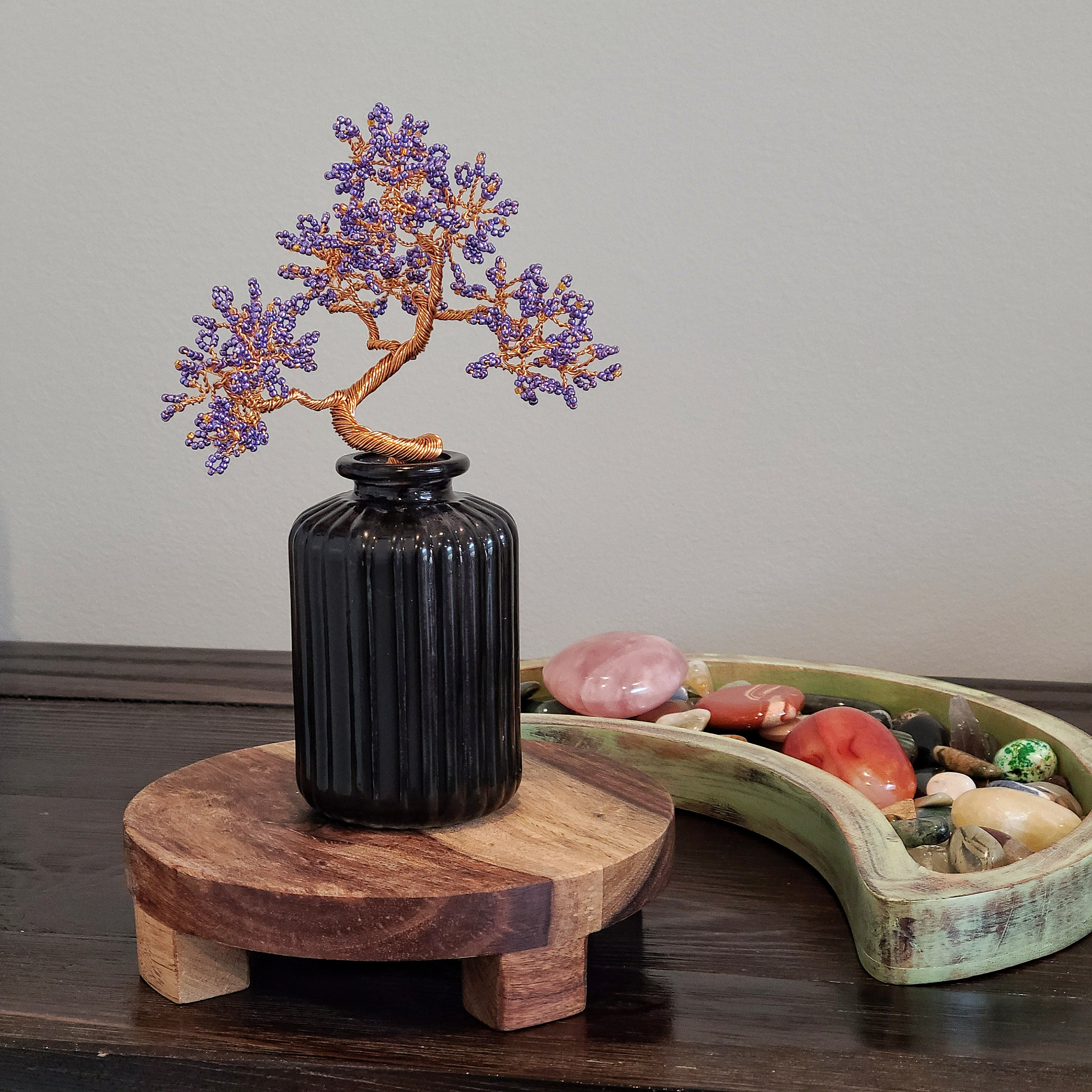 Alambre cuentas Bonsai árbol en jarrón de vidrio regalo para Etsy