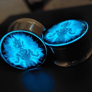 PAIR | DBZ Glow Gauges | Goku in the Dark | Choose your Size & Finish