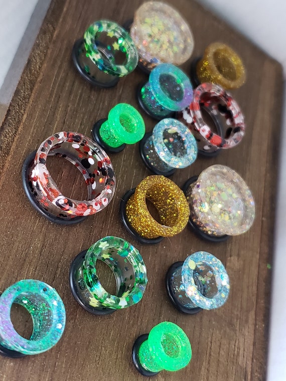 PAIR Glitter Plugs Plugs and Tunnels Custom Plugs Single Flare 0G