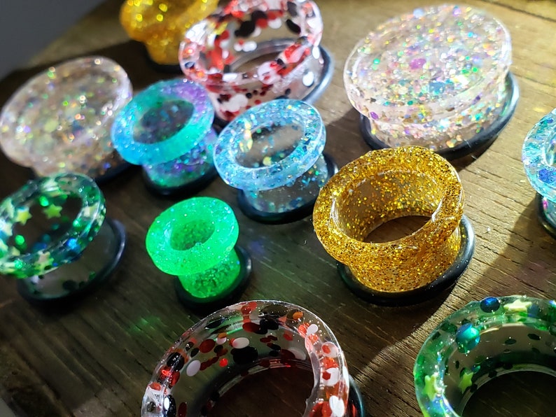 PAIR Glitter Plugs Plugs and Tunnels Custom Plugs Etsy