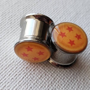 PAIR | DBZ Star | Gauges | Anime Plugs | Hand Made Plugs | Choose your Finish!