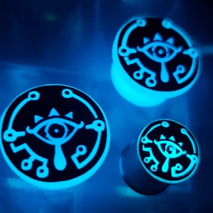 PAIR | Shiekah Glow | Gauge Earrings | Zelda Plugs | Glow in the Dark | Choose your Finish!