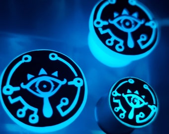 PAIR | Shiekah Glow | Gauge Earrings | Zelda Plugs | Glow in the Dark | Choose your Finish!