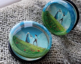 PAIR | Moving Castle | Gauges | Plugs and Tunnels | 3D Plugs | Acrylic Plugs |  Glitter Plugs | 1/2" | 9/16" | 5/8" | 3/4" | 7/8" | 1"