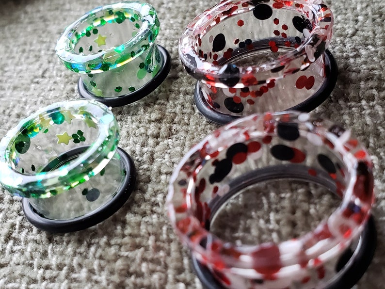 PAIR Glitter Plugs Plugs and Tunnels Custom Plugs Etsy