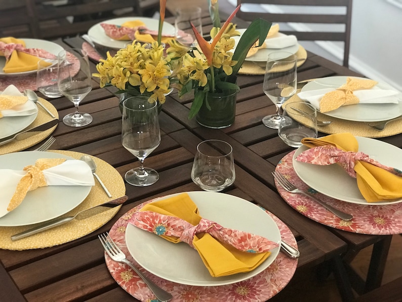 Round Chargers Placemat Charger Table Decor Fabric Etsy