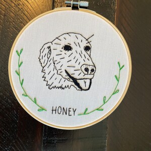 Custom pet portrait embroidery hoop