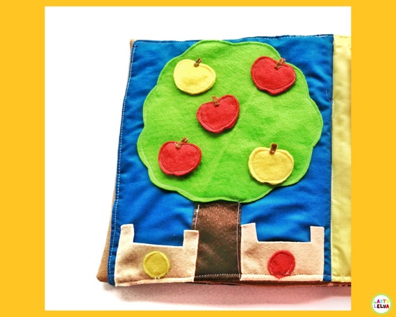 Attività albero di mele, quiet book per bambini 1 anno 2 anni attività di  associazione dei colori -  Italia