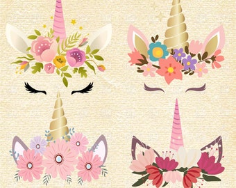 4 x Unicorn svg, unicorn clip art, unicorn head svg, cuttable unicorn, unicorn for cricut,unicorn face svg, printable unicorn, cute unicorn