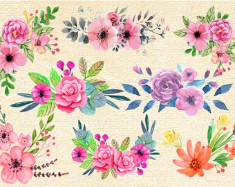Watercolor Flowers Svg Etsy