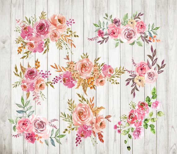 Download 8 X Floral Bouquets Pack Floral Circlewedding Etsy