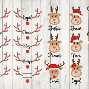 19xReindeer file SVG, silhouette di renna, renna di Natale, renna tagliabile, clipart di renna, Natale in formato SVG, faccia di renna, corno di renna in formato SVG