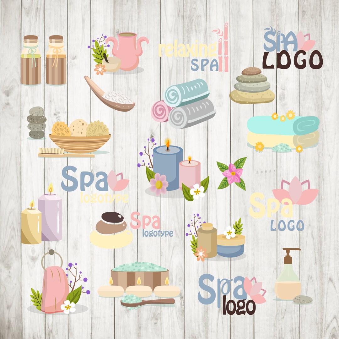 20 X Spa Logo SVG Bundle, Spa Svg, Relax Svg, Spa Cut File, Zen Svg ...