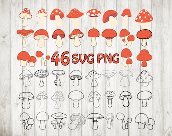 44 x Mushroom Bundle, mushroom svg,mushroom silhouette, mushroom cut file, mushroom clipart, mushroom vector,mushroom cricut, cute mushroom