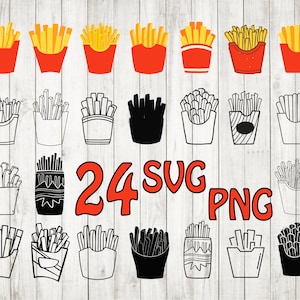 24 x French Fries SVG Bundle, french fries svg, french fries cut file, french fries clipart,french fries silhouette,fries svg,fries cut file
