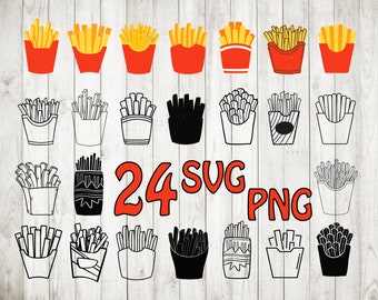 24 x Pommes frites SVG-paket, pommes frites svg, pommes frites klippfil, pommes frites clipart, pommes frites siluett, pommes frites svg, pommes frites klippfil