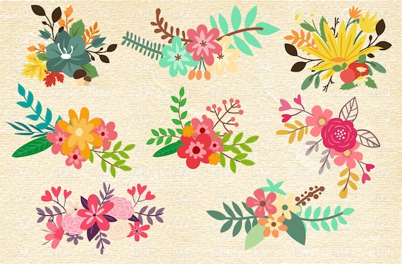 Download 8 X Floral Bouquets Pack Wedding Ornamentfloral Ornaments Etsy