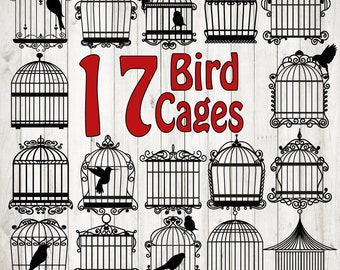 17 x Bird cage SVG Bundle, bird cage silhouette, bird cage cricut,  cage svg, bird cage cut file,bird svg,bird cage clipart,bird cage vector