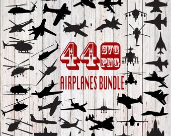 44 x airplane silhouettes, airplane svg, cuttable airplanes, airplane clipart, military airplane svg,svg file for cricut,airplane svg bundle