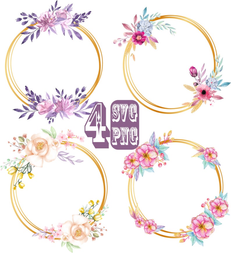 Download Clip Art Floral Frame Vectorial Wedding Ornaments Floral Ornaments 4 X Floral Wreaths Pack Floral Circle Printable Flowers Svg Png Clip Art Art Collectibles