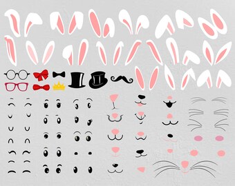 62 x Easter Bunny Kit Bundle, easter bunny svg, bunny face svg, easter cut file, bunny cut file, easter clipart, bunny clipart, bunny svg