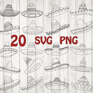20 x Mexican Hat svg, sombrero svg, cinco de mayo svg,mexico svg,sombrero cut file,sombrero silhouette,sombrero clipart,sombrero cricut