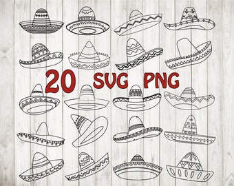 20 x Mexican Hat svg, sombrero svg, cinco de mayo svg,mexico svg,sombrero cut file,sombrero silhouette,sombrero clipart,sombrero cricut