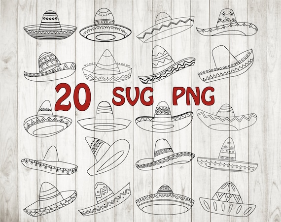 20 x Mexican Hat svg, sombrero svg, cinco de mayo svg,mexico svg,sombrero cut file,sombrero silhouette,sombrero clipart,sombrero cricut