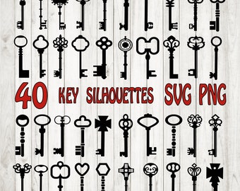 40 x Keys silhouettes BUNDLE SVG, keys SVG, keys cut files, keys clip art, printable keys, keys collection svg, keys vector, keys silhouette