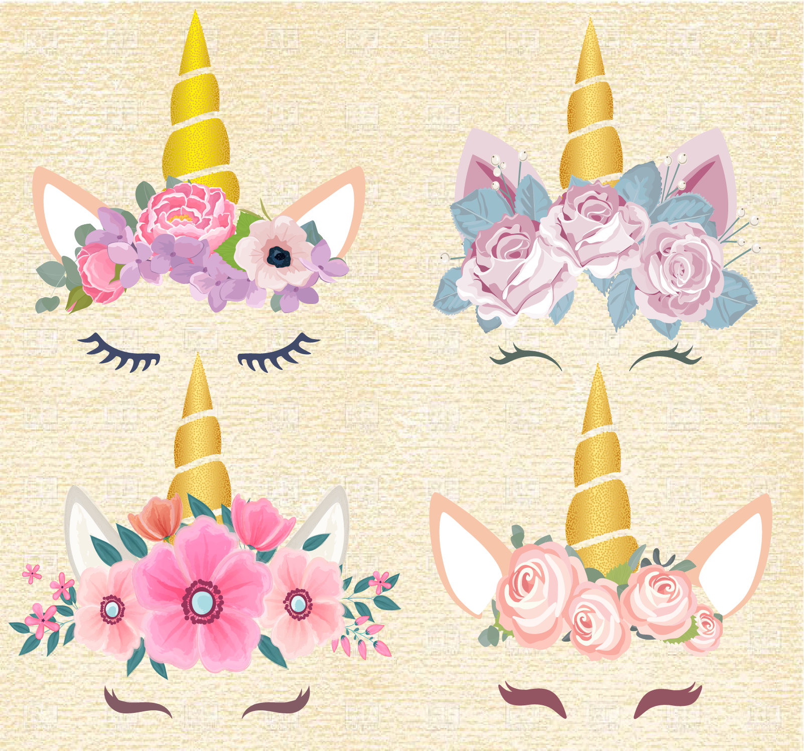 4 x unicorn svg unicorn clip art unicorn head svg cuttable etsy ireland