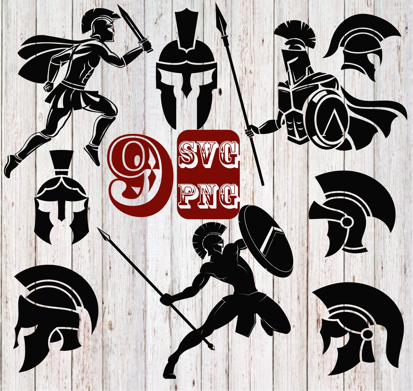 9 X Spartan Silhouettes Svggladiator Silhouettesgladiator Etsy