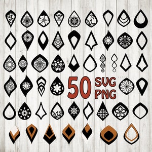 50 x Earring SVG Bundle teardrop earrings svgearring | Etsy