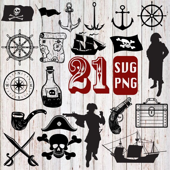 21 X Pirate Svg Bundlepirates Silhouettes Pirate Etsy