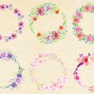 6 x Floral Wreaths Pack ,Floral circle, Wedding Ornaments,Floral Ornaments, SVG,PNG, vectorial, clip art,floral frame, printable flowers