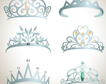 6 x Crown svg file,Tiara svg,Crown vector,Crown cut, Princess crown svg, digital crown svg,Crown clipart,Queen crown cricut,Printable crown