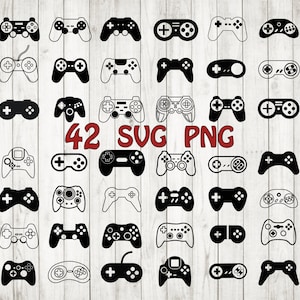 May include: A set of 42 black and white game controller icons. The icons are in a variety of styles, including classic, modern, and retro. The icons are perfect for use in web design, mobile apps, and print projects.
