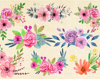 8 x Floral Bouquets Pack ,Floral circle, Wedding Ornament,Floral Ornaments svg, SVG,PNG, vectorial, clip art,floral frame, printable flowers