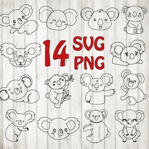 14 x Koala svg, koala silhouette, koala clip art, koala cut file, koala for cricut,australia svg, koala face svg, digital koala, nursery svg