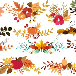 14 x Autumn bouquets,printable flowers,autumn flowers,autumn decoration,digital flowers,autumn leaves,autumn vectors,svg,printable bouquets