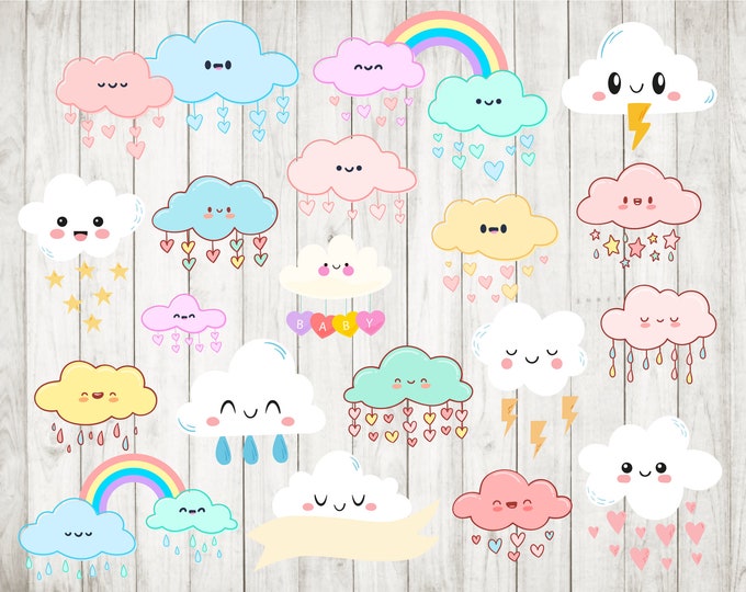 Love Rain Clipart Png Cute Cloud Svg Colorful Rain Drops Baby Shower ...