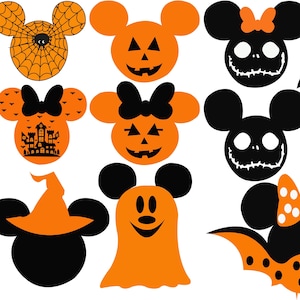 14 x Mickey Halloween Faces, Minnie Halloween, Halloween,Printable Mickey,Digital Mickey,Mickey Halloween svg,png,eps,Mickey faces