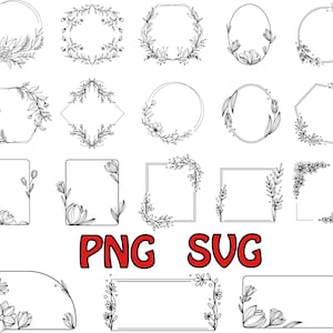 18 x floral frames bundel, bloemen frames svg, bloemen frames gesneden bestand, monogram frame svg, monogram cricut svg, bruiloft krans svg, bloemen krans