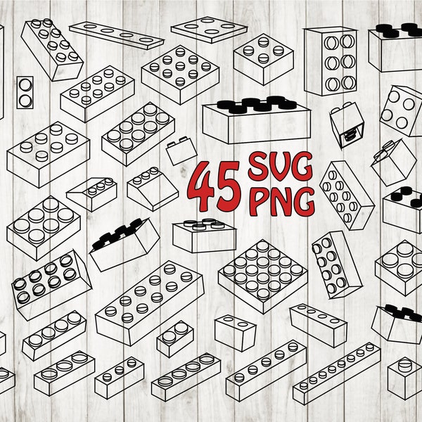 45 x Building block SVG,building brick svg,toys svg,toys clipart,toys cut file, building brick vector, kids svg, svg,png,decal,vinyl,die cut