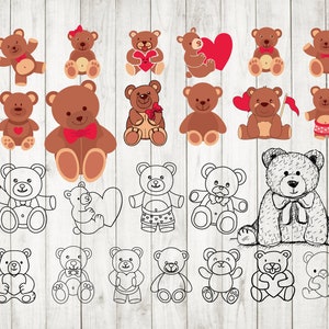 32 x Teddy Bear Bundle, teddy bear svg,teddy svg,teddy clipart,teddy bear cut file, teddy silhouette, teddy outline svg, toy bear svg