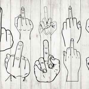 10 x Middle Finger Bundle, middle finger svg, middle finger clipart, middle finger cut file,middle finger outline, middle finger silhouette