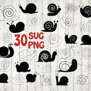 30 x slak bundel SVG, slak SVG, slak gesneden bestand, slak clipart, slak cricut, slak silhouet, slak vorm, slak overzicht SVG, slak vector