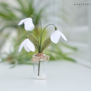 Mini snowdrops, felt flowers, mum mom gift, mothers day spring flowers, flower gift, felt snowdrop gift